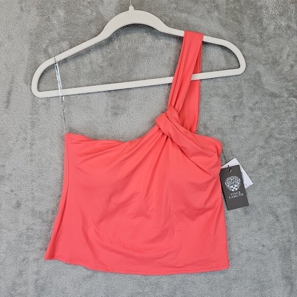 Vince Camuto One-Shoulder Tankini Top Womens Size S Pop Coral Removeable Pads - Picture 2 of 6